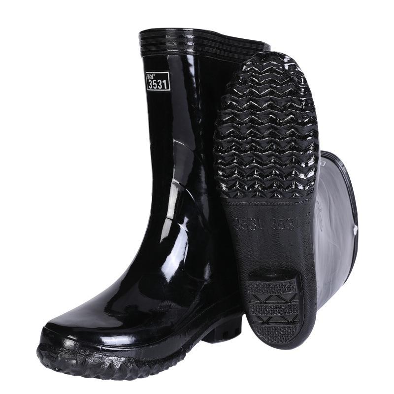 3 high tube rubber rain shoes men's outdoor new labor insurance medium tube rubber rain boots large size non-slip long tube water shoes
