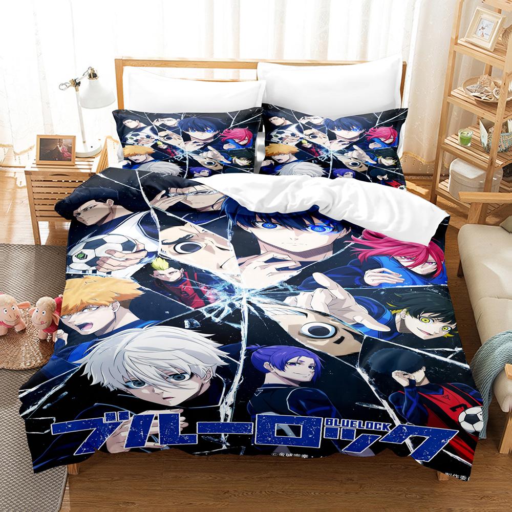 Anime Bluelock Football Junior Japanese Cartoon Bedding Set Duvet Cover With Pillow Cover Bedroom Decoration Bed Set Queen Size