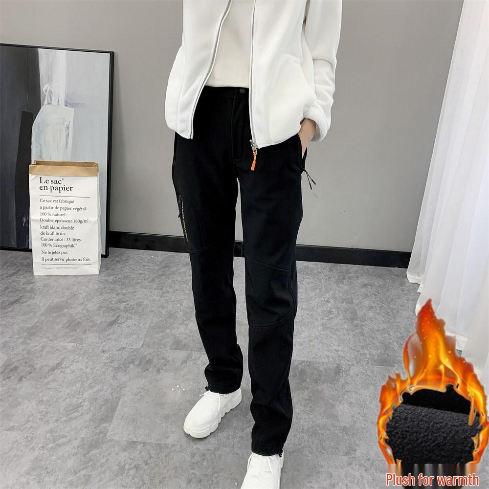 Outdoor Windproof Waterproof Thickened Ski Hiking Softshell Fleece Pants for Men and Women - Autumn Winter