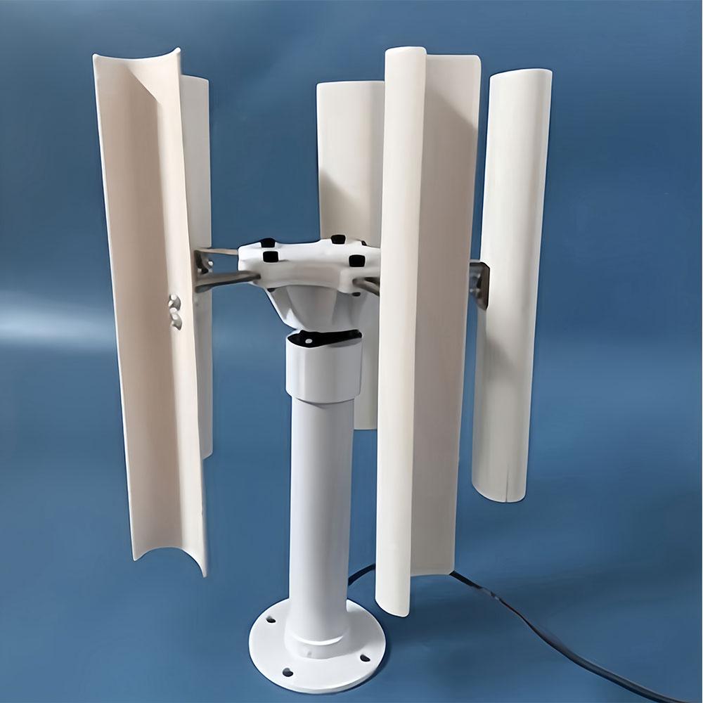 Portable Vertical Axis Five Blade Wind Turbine Model Three-phase Permanent Magnet Generator with Gentle Wind Start