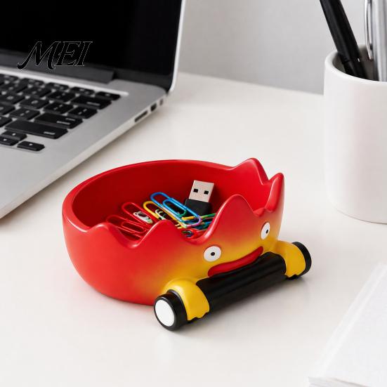 Decorative Entrance Table Ornament Cartoon Calcifer Flame Resin Storage Tray, Creative Fire-Shaped Catchall Birthday Gift for Anime Lovers Decor,