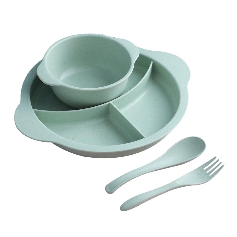 Wheat Straw Children Dividing Plate Household Solid Simple Plastic Students Dining Tableware Fashion Nordic New Thicken Dish