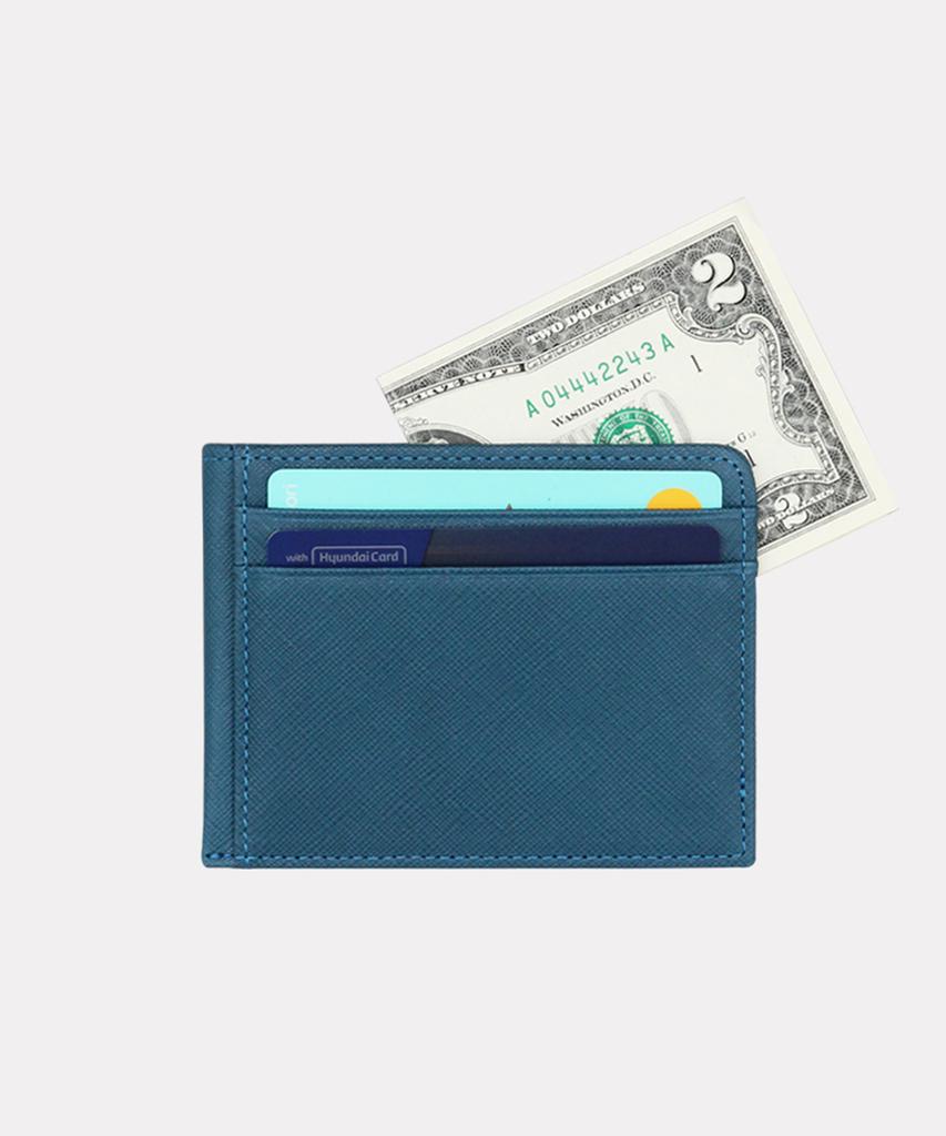 Matt Saffiano Cowhide Bill/Card Holder (Teal) W16885