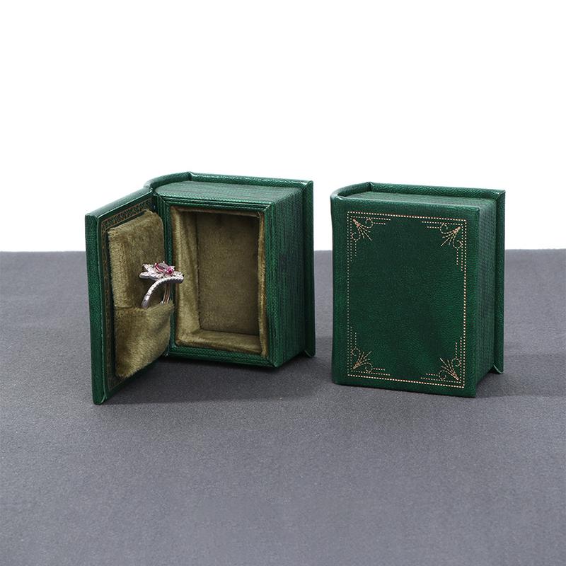 1Pc Pu Leather Book-Shaped Ring Box With Suede Fabric Lining Creative Flip Lid Magnetic Ring Holder Jewelry Gift Case Accessorie