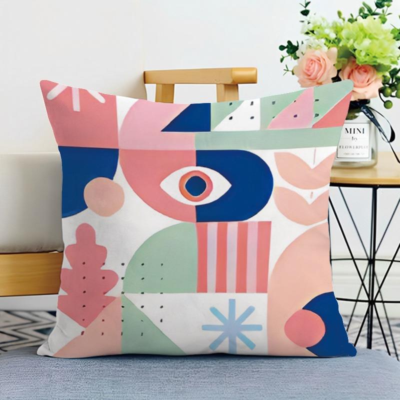 Colorful Geometric Print Decorative Pillowcase Bedroom Living Room Square Cushion Pillowcase