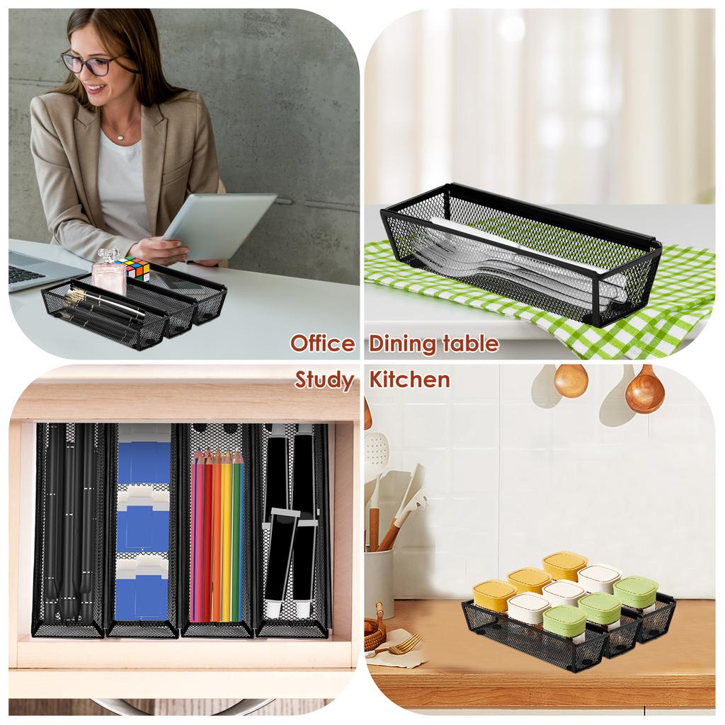 6Pcs Metal Drawer Organizer with Interlocking Arm Nonslip Utensil Organizer Breathable Silverware Drawer Organizer for Kitchen