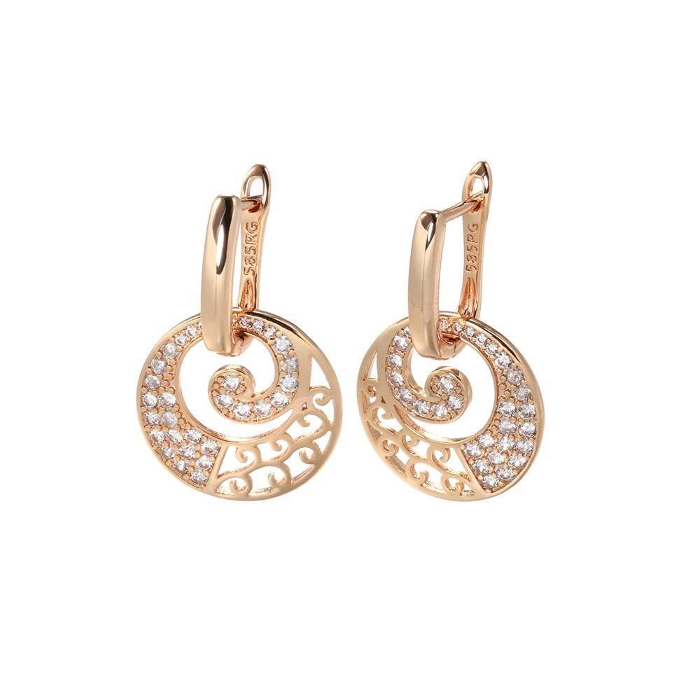 Rose Latest Fancy Stylish Copper Zircon Bali Earrings for Women and Girls
