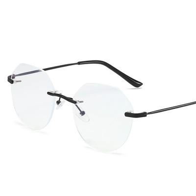 Transparent Computer Glasses Frameless Women Men Anti Blue Light Square Eyewear Blocking Glasses Optical Spectacle Eyeglass