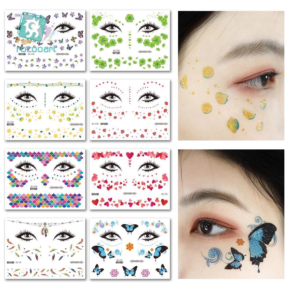 Waterproof Glitter Tattoo Stickers for Music Festival Face Makeup and Party Dance