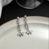 Light Luxury Bow Diamond-Encrusted Long Fringed Earrings, Super-Flash Exquisite Micro-Inlaid Stud Earrings Jewelry