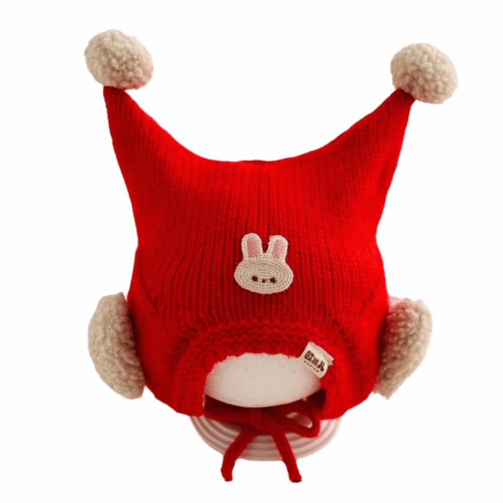 

Breathable Toddler s Plush Knitted Hat Cold-Resistant Kids Ear Protection Hat Outdoor Activities красный