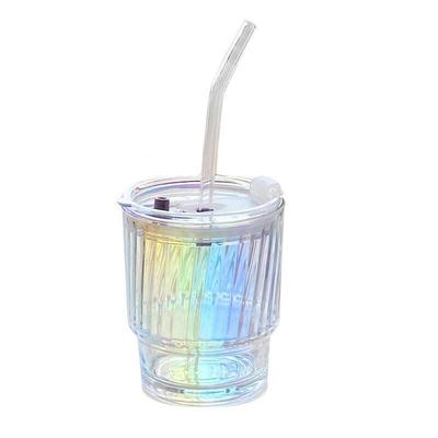 Dual-Use Glass Drinking Cup with Straw