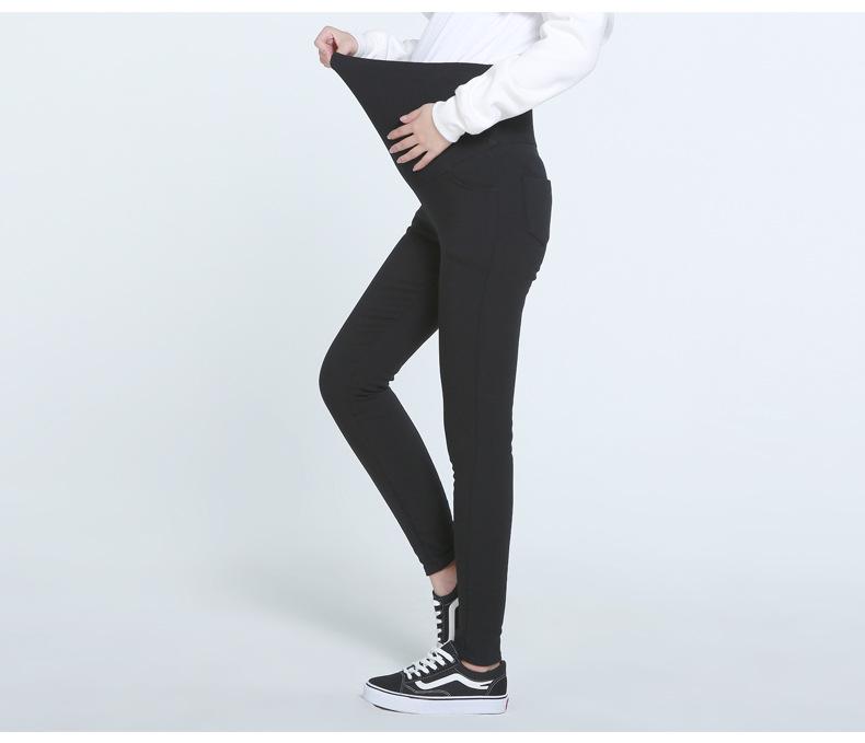 Plus Size Fleece-Lined Maternity Pants with Belly Support for Autumn and Winter
