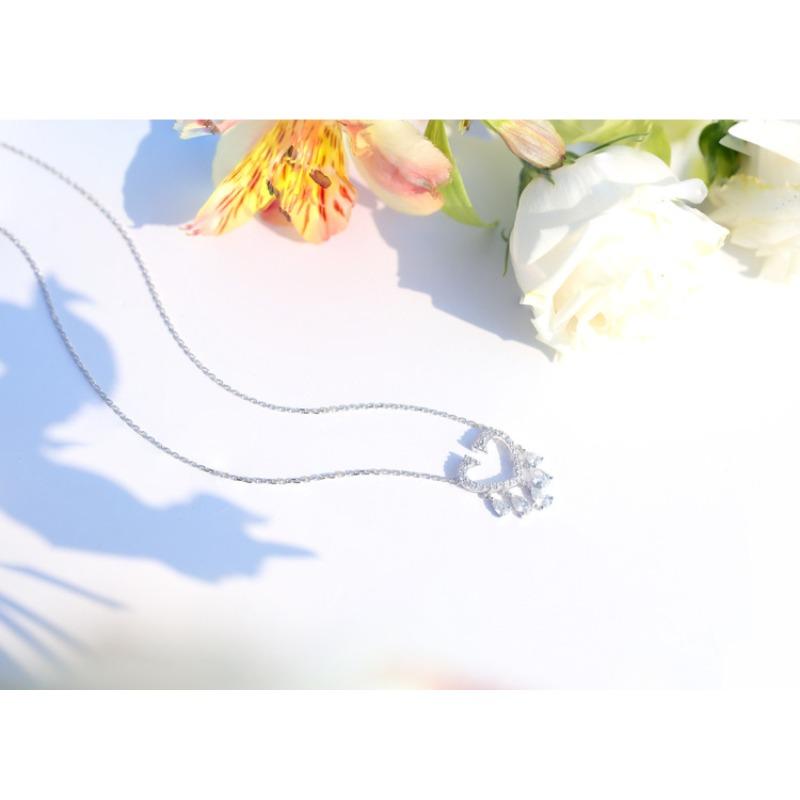 Tassel Necklace Platinum Heart Shaped Super Flash Diamond Clavicle Chain Real Diamond Gold Pendant Women