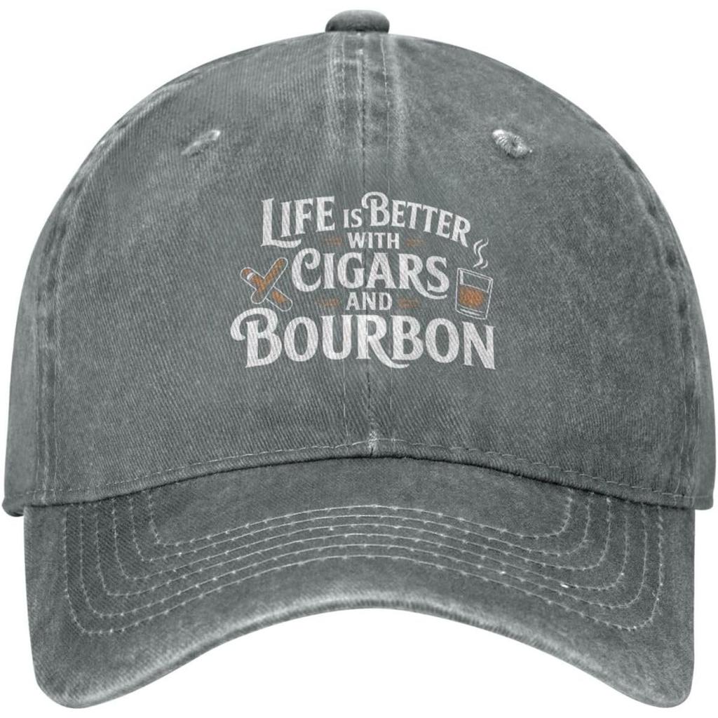 Life is Better with Cigars and Bourbon Baseball Cap Cotton Adjustable Unisex Casual Hat