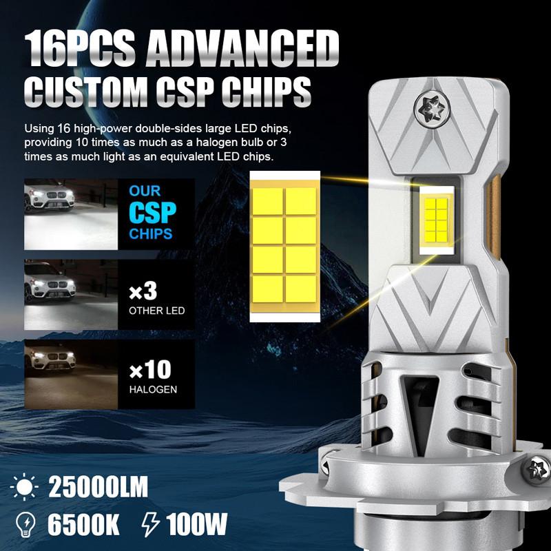 12V Universal Motors Headlight Fog Light LED Bulb-H7 Socket-V16 Direct Plug Integrated 16 LED 6500K White