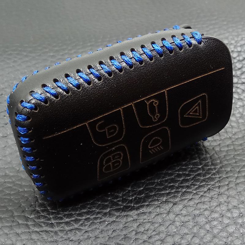 Modré ručně šité pouzdro na chytrý klíč pro Jaguar XF/XJ