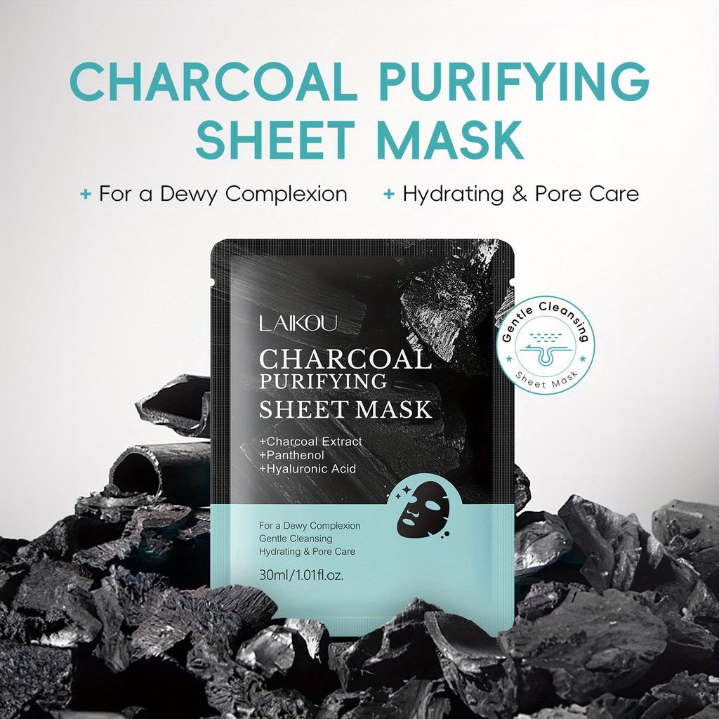 Bamboo Charcoal Mask with Hyaluronic Acid Deep Cleansing Long Lasting Moisturizing for Gentle Skin Care