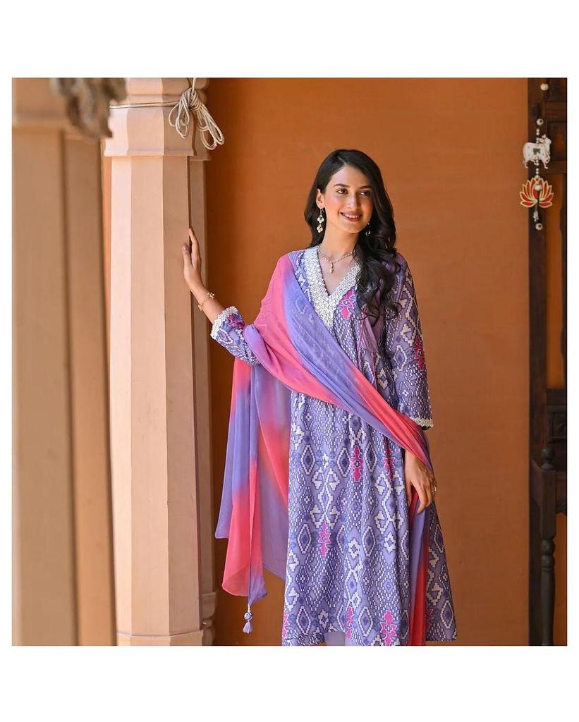 Indian Women Designer Anarkali Kurti Pant Dupatta Set Bollywood Party Wear Salwar Suit