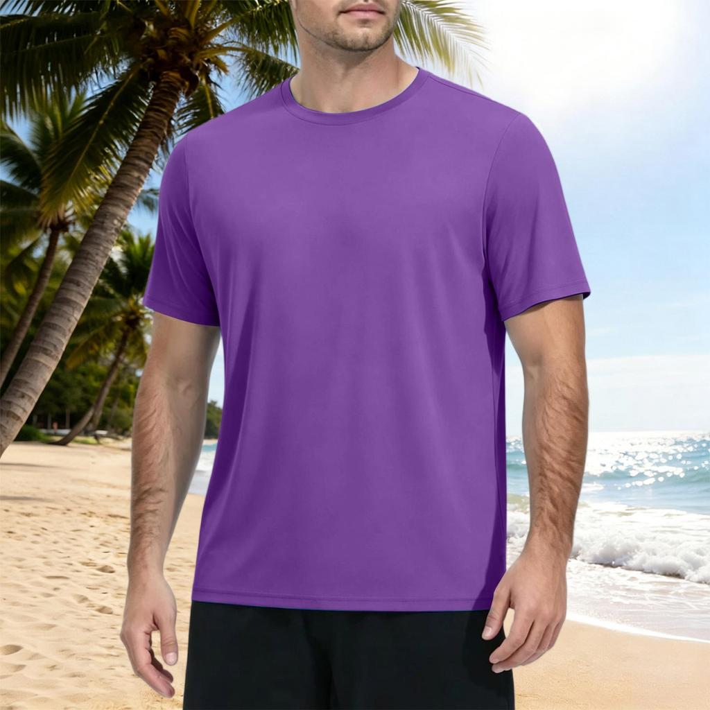 Men's Summer Quick Dry Short Sleeve T Shirt Lightweight Athletic Fitness Top for Outdoor Sports Hiking Running Gym