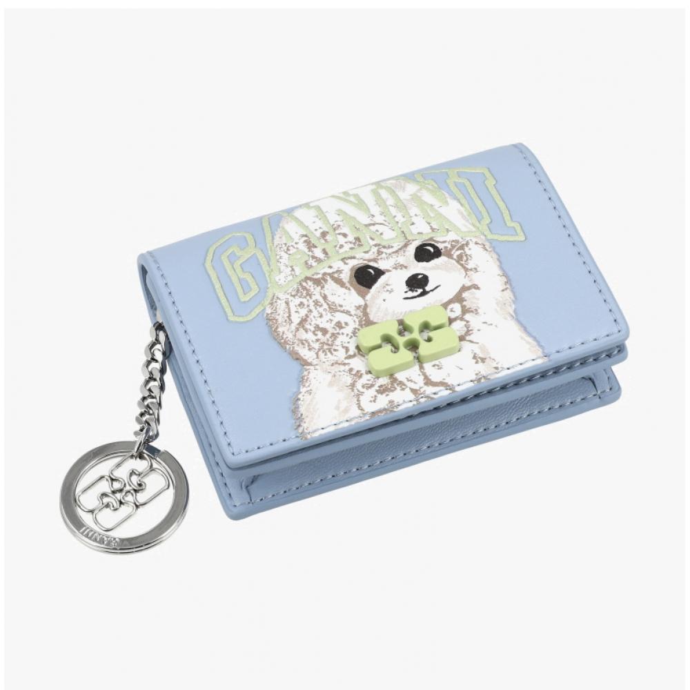 Ganni Poodle Logo Bow Flap Card Wallet A6777 326