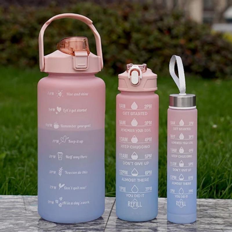 Water Bottle 2 Liters Drinking Bottle Outdoor Sports Bottle With Time Marker Drinkware Frosted Progressive Color Water Cup