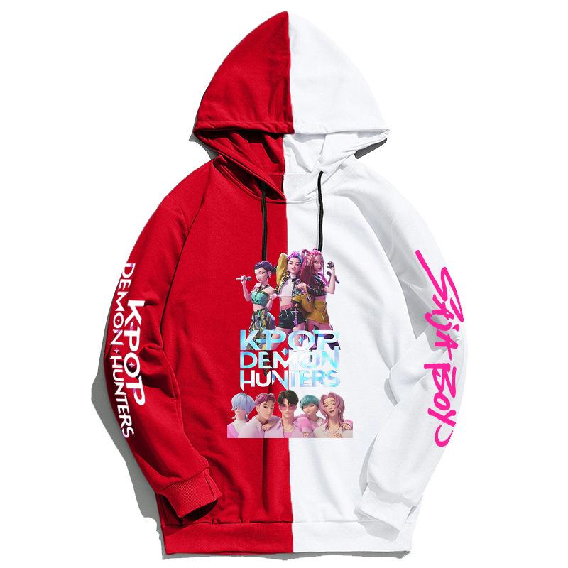 KPop Lovci démonů Periferní Barevně blokovaná Mikina Ležérní Pohodlná Podzim Zima Uvnitř Venku Všestranná Módní Mikina