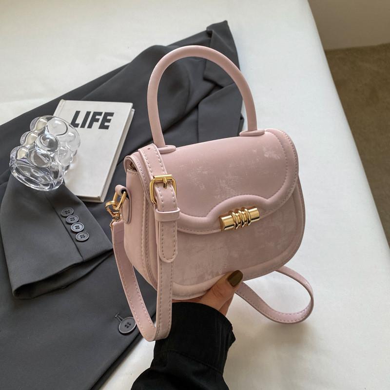 2023 New Stylish Retro Saddle Bag Women s Handbag Pu Material Lock Buckle Design фиолетовый
