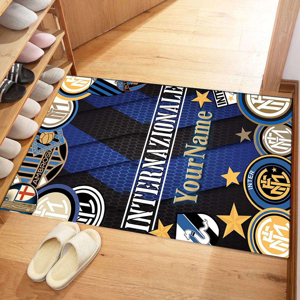 Inter Milan Personalized Text Area Rug Perfect for Dining Room Entryway Bedrooms Hallway Antislip Carpet Decorate Offices