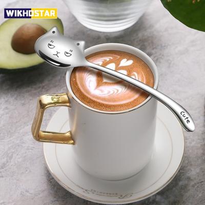 Long Tail Cat Coffee Spoon Tea Spoon 304 Stainless Steel Funny Coffee Spoon Tableware Teaspoon Mini Spoon Kitchen Accessories