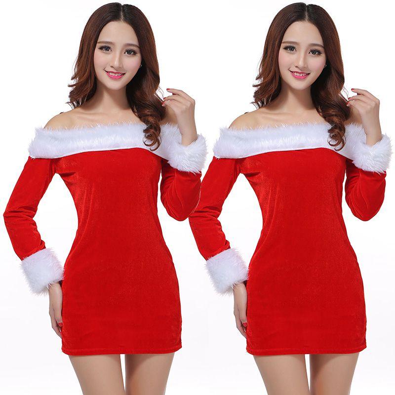 Elegant Xmas Off-shoulder Velvet Dress For Women Perfect For Christmas Parties