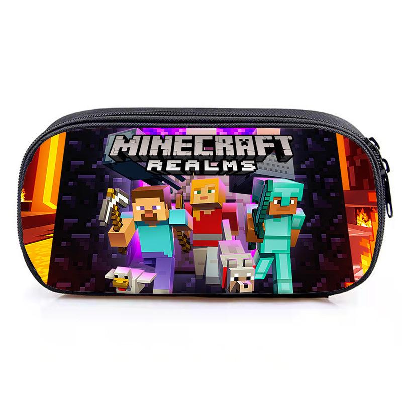 Minecraft Game Student Large Capacity Pencil Bag Stationery Bag Cartoon Pencil Bag Storage, Stationery Box