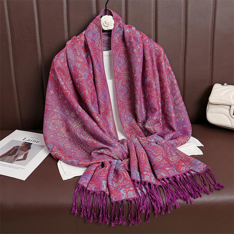 Imitation Cashmere Jacquard Scarf Universal In All Seasons, Cashew Pattern Long Scarf, Scarf Shawl Dual-Purpose