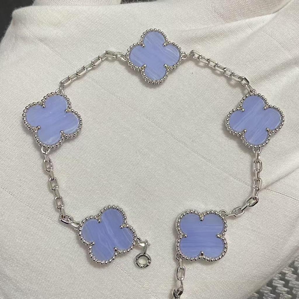 Nouă Versiune Brățară Trifoi cu Patru Foi Cinci Flori Agat Roșu Natural Sidef Alb Brățară Dama Brățară Laser