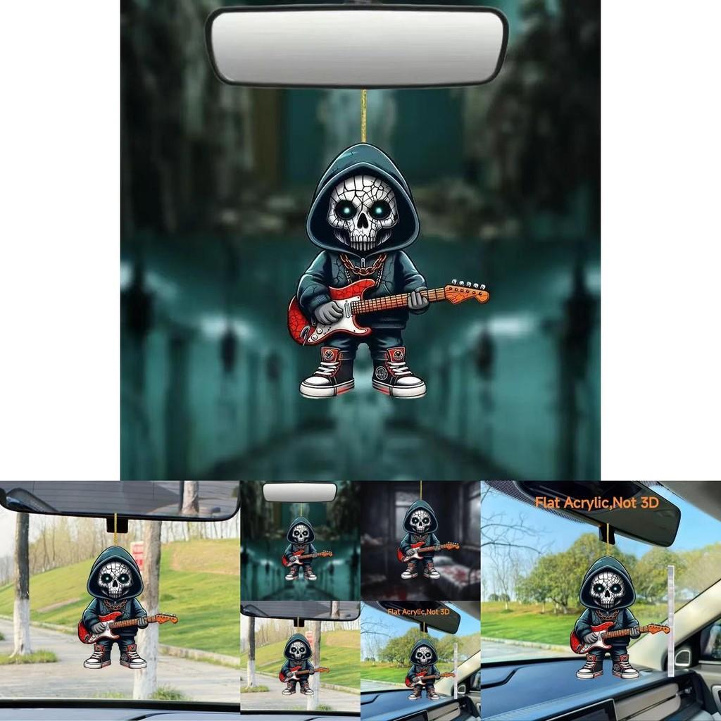 Cartoon Skull Car Ornament With Acrylic Construction For Halloween And Auto Accessories