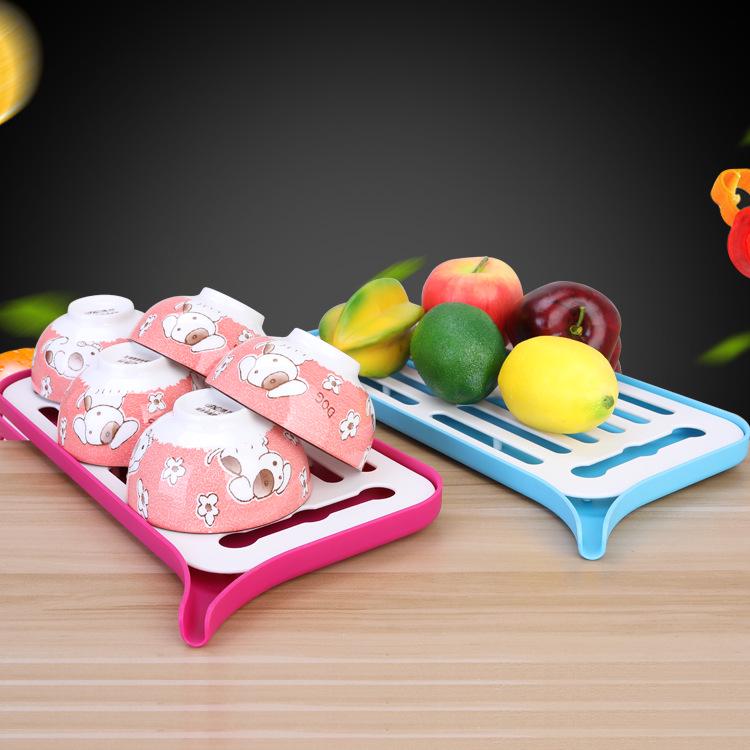 Double-Layer Rectangular Tea Tray with Cup Holder for Living Room or Tea House
