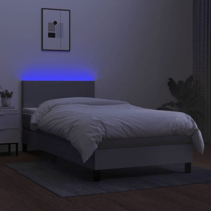 Maison Exclusive - Sommier à lattes de lit avec matelas et LED Gris clair 90x200cm