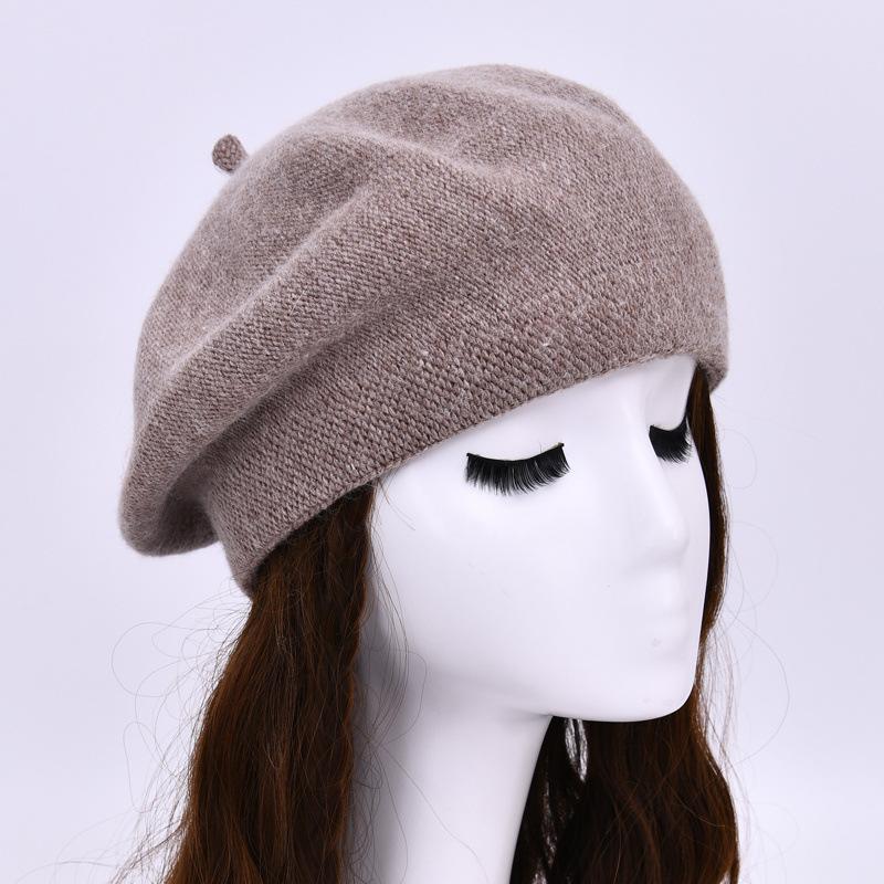 Fashion Versatile Rabbit Down Dudu Head Beret Women's Winter Outdoor Windproof Wool Cap Warm Ear Protection