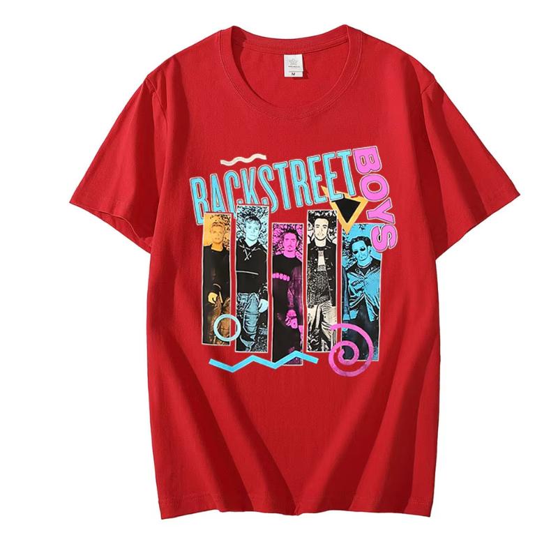 Classic Backstreet Boy print Tshirt for Summer and autumn 2025 loose and casual shortsleeved streetwear for both men and women