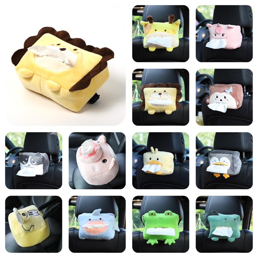 Car Tissue Box Cover Fun Cartoon Animal Design Soft Plush Material Long-lasting