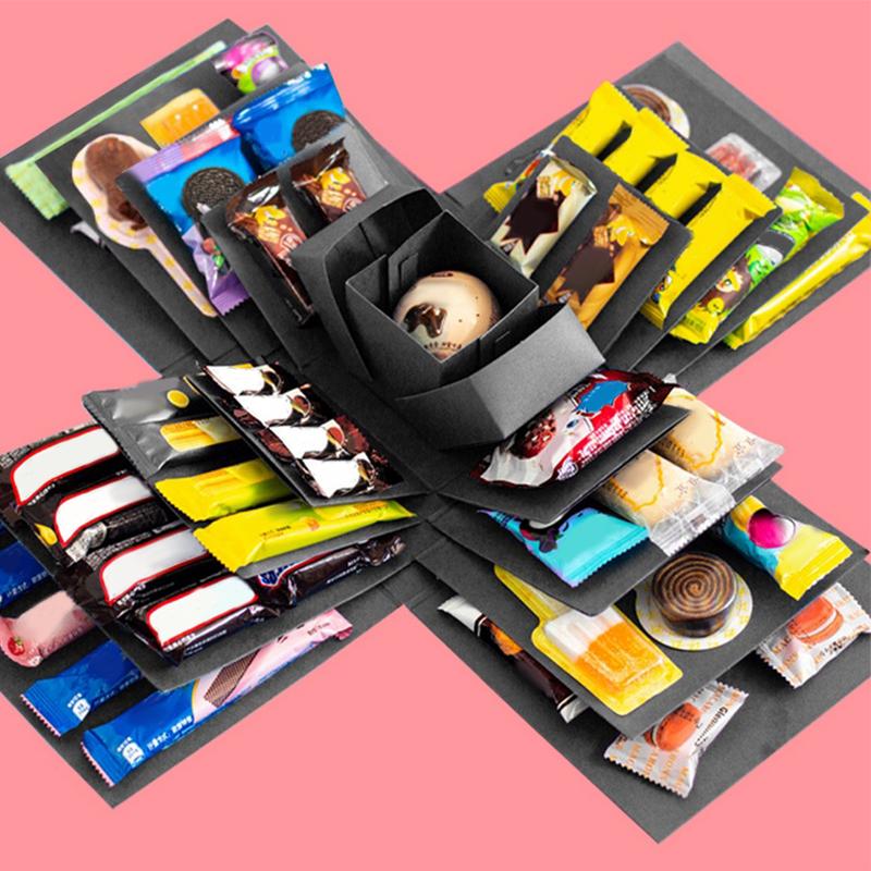 Create a Unique Surprise Explosion Box for DIY Handmade Assembled Snack Gift Box Memories of Wedding and Birthday Anniversaries