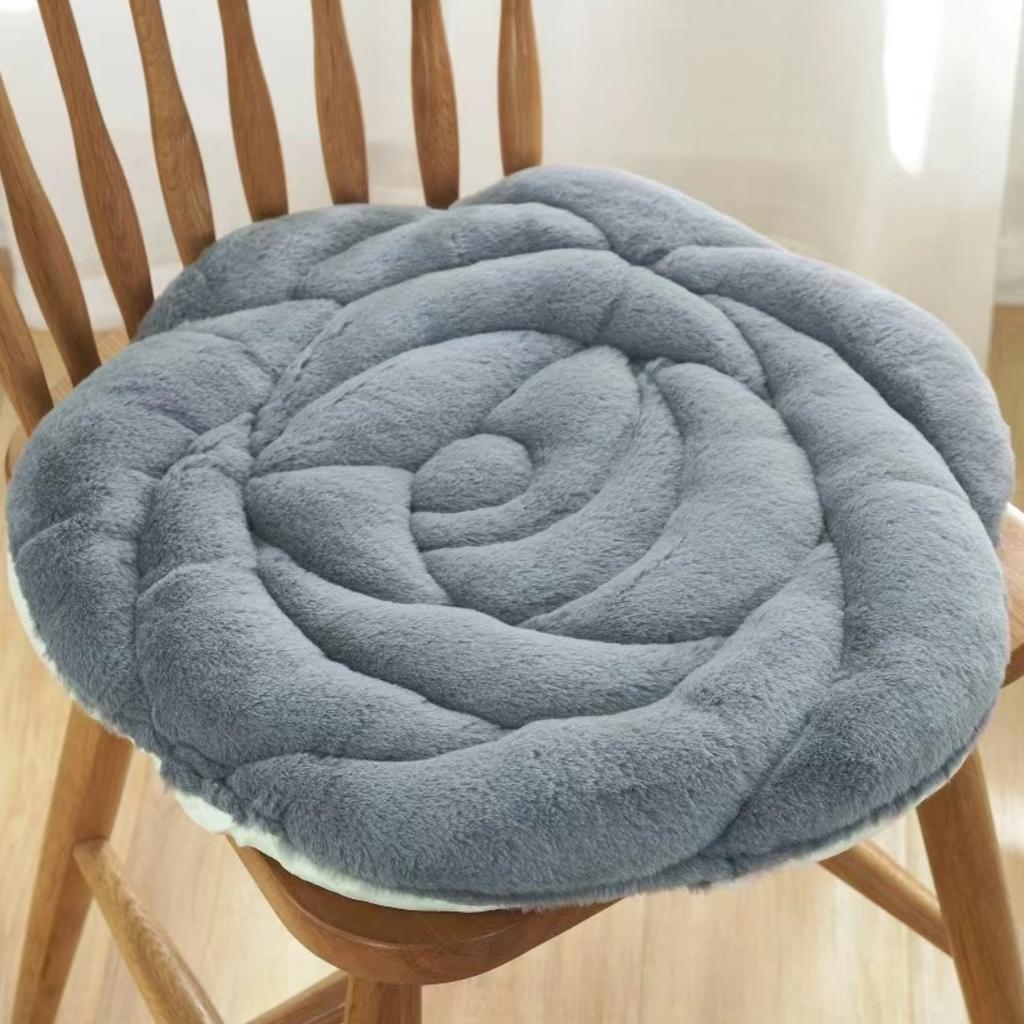 Plush Chair Pad Rose Flower Design Thickened Office Chair Cushion Anti-Slip Seat Pad for Home And Office Floor