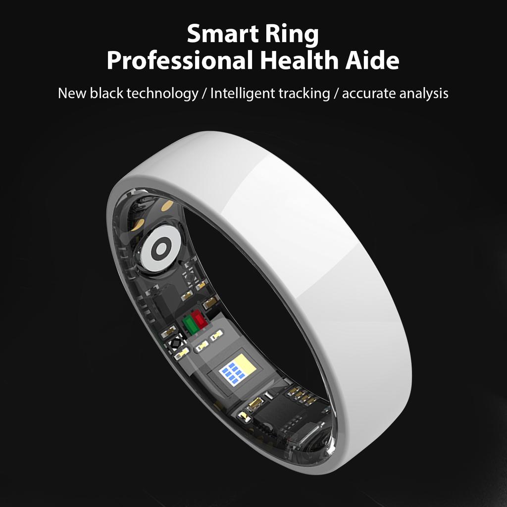 Smart Ring Ceramic Fitness Tracker with Charging Case Sleep Monitor Heart Rate Blood Oxygen Activity Tracking BT IP68