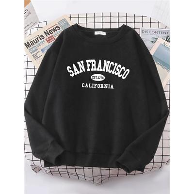 San Francisco Założone 1776 Kalifornia Ulica Listowa Bluzy Damskie Bluza Street Fit Hipster Oversize Bluza z Kapturem hip hop Uniwersalny Top
