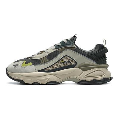 Fabric Synthetic Leather TPU Sports Shock Absorbing Breathable Lightweight Low Top Dad Shoes Men Sneaker Beaver-Gray F12M216101FCP