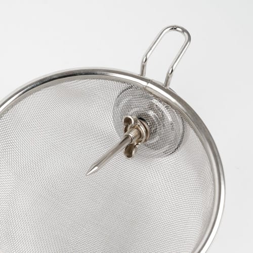 Stainless Steel Hand Roaster with Wooden Handle, Round, 14cm Diameter, Suitable for Home Use (includes Cooking Thermometer)