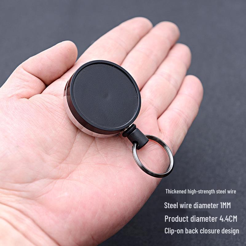 4.4cm Semi-Metallic Steel Wire Easy-Pull Retractable Anti-Theft Keychain