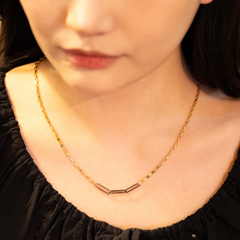 BE/GINS [925 Silver]La Ligne Two Tone clip chain Necklace