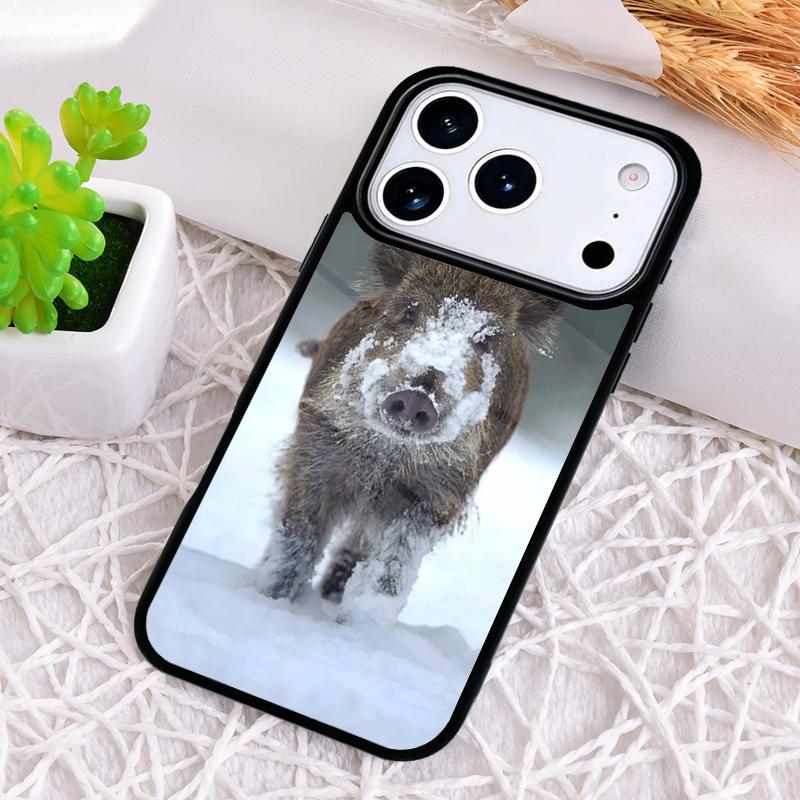 Cute Wild Boar Funny Cartoon Phone Case for iPhone 17 Air 16 15 11 12 14 13 Pro Max Shockproof Cover