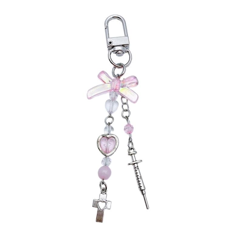 Modischer Herz-Schmetterling-Schleifenknoten-Anhänger Süßes Handy-Lanyard Taschen-Dekoration Tragbares Hänge-Lanyard für Mädchen Frauen